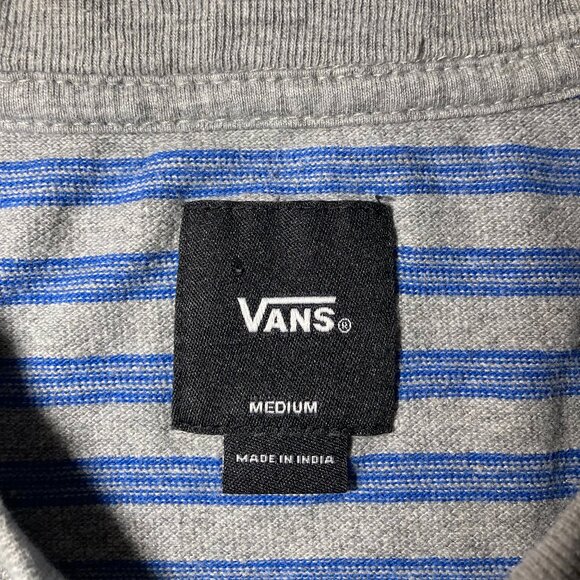 Vans Grey Shirt w/ Blue Stripes – Heavyweight Cotton – Size Medium - Picture 3 of 6